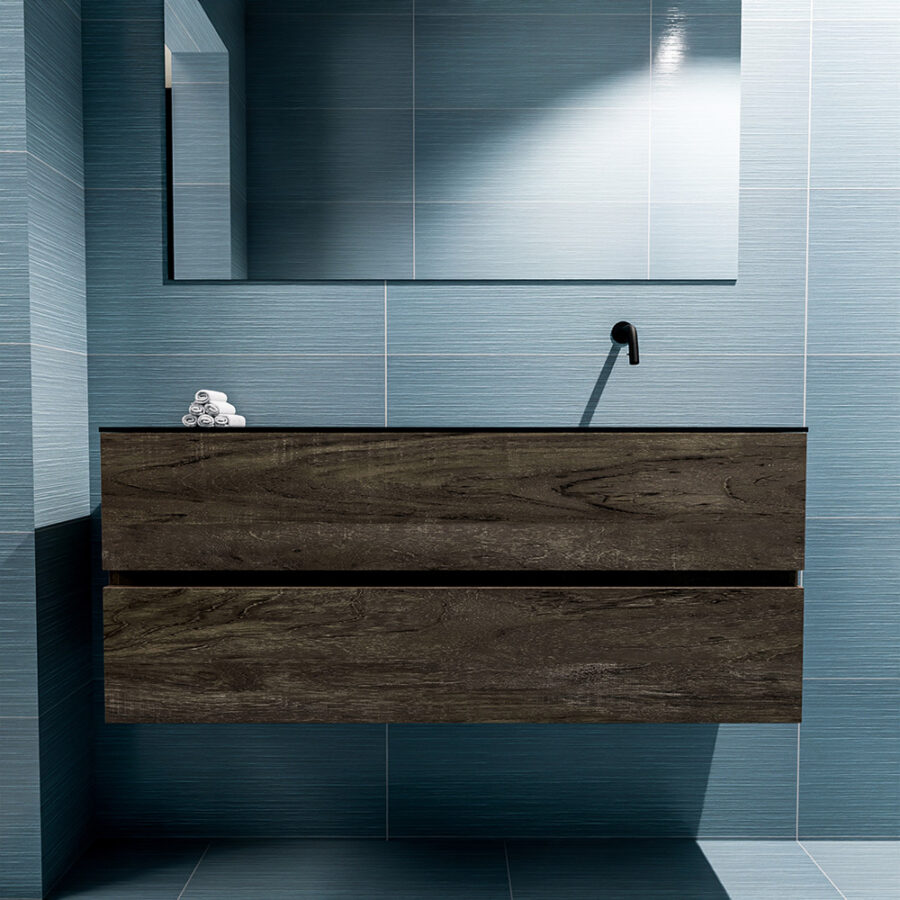 MONDIAZ ADA 120cm toiletmeubel dark brown. LEX wastafel urban positie rechts. Zonder kraangat - Afbeelding 3