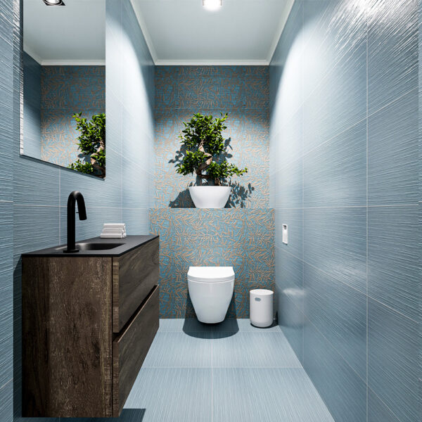 MONDIAZ ADA 80cm toiletmeubel dark brown. LEX wastafel urban positie links. Met 1 kraangat