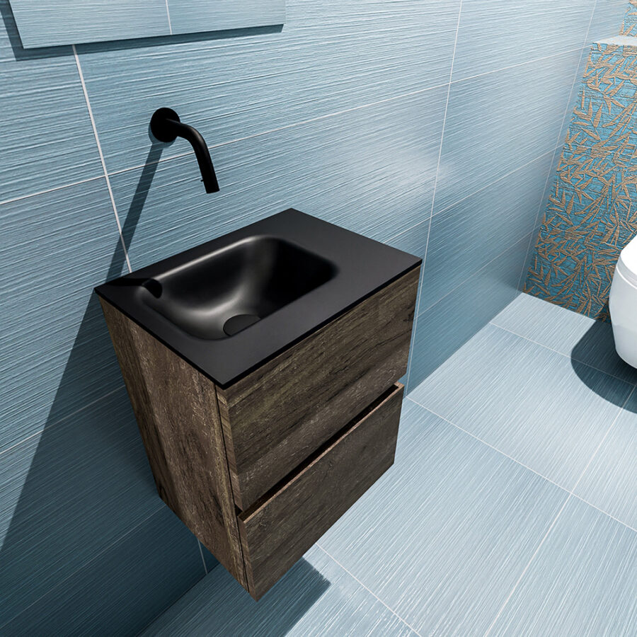 MONDIAZ ADA 40cm toiletmeubel dark brown. LEX wastafel urban positie links. Zonder kraangat - Afbeelding 2