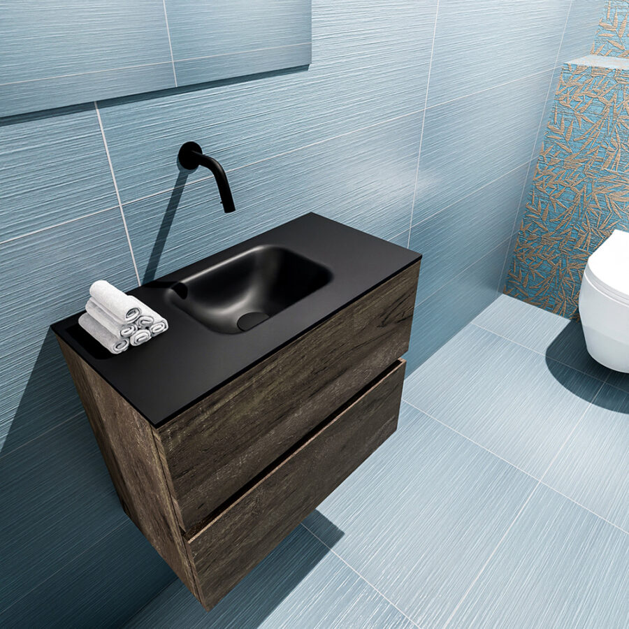 MONDIAZ ADA 60cm toiletmeubel dark brown. LEX wastafel urban positie midden. Zonder kraangat - Afbeelding 2