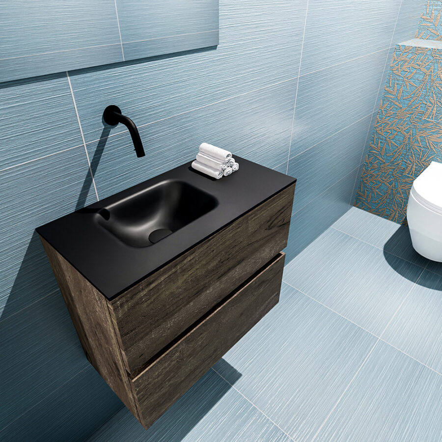 MONDIAZ ADA 60cm toiletmeubel dark brown. LEX wastafel urban positie links. Zonder kraangat - Afbeelding 2