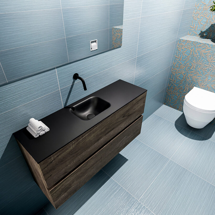 MONDIAZ ADA 100cm toiletmeubel dark brown. LEX wastafel urban positie midden. Zonder kraangat - Afbeelding 2