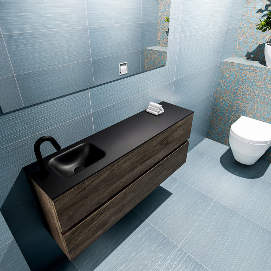 MONDIAZ ADA 120cm toiletmeubel dark brown. LEX wastafel urban positie links. Met 1 kraangat - Afbeelding 2