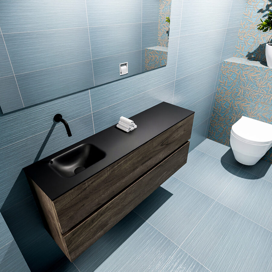 MONDIAZ ADA 120cm toiletmeubel dark brown. LEX wastafel urban positie links. Zonder kraangat - Afbeelding 2
