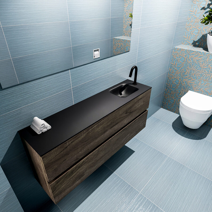 MONDIAZ ADA 120cm toiletmeubel dark brown. LEX wastafel urban positie rechts. Met 1 kraangat - Afbeelding 2