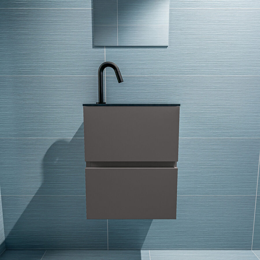 MONDIAZ ADA 40cm toiletmeubel dark grey. LEX wastafel urban positie rechts. Met 1 kraangat - Afbeelding 3