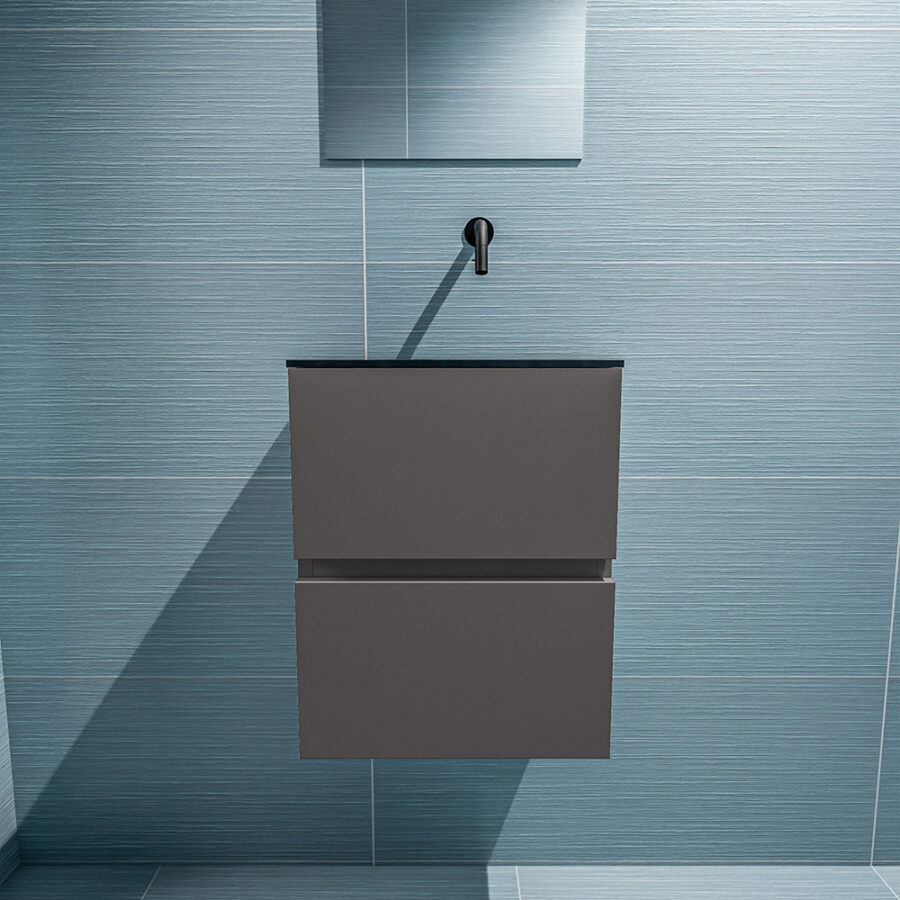 MONDIAZ ADA 40cm toiletmeubel dark grey. LEX wastafel urban positie rechts. Zonder kraangat - Afbeelding 3