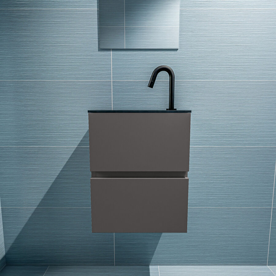 MONDIAZ ADA 40cm toiletmeubel dark grey. LEX wastafel urban positie links. Met 1 kraangat - Afbeelding 3