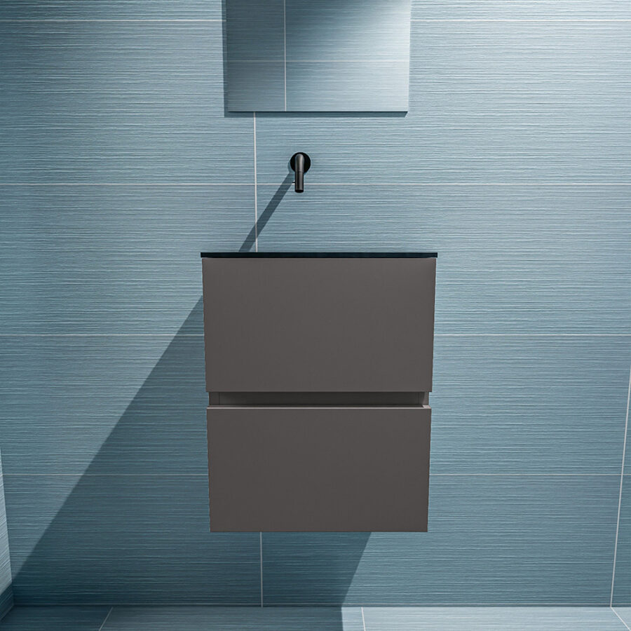 MONDIAZ ADA 40cm toiletmeubel dark grey. LEX wastafel urban positie links. Zonder kraangat - Afbeelding 3