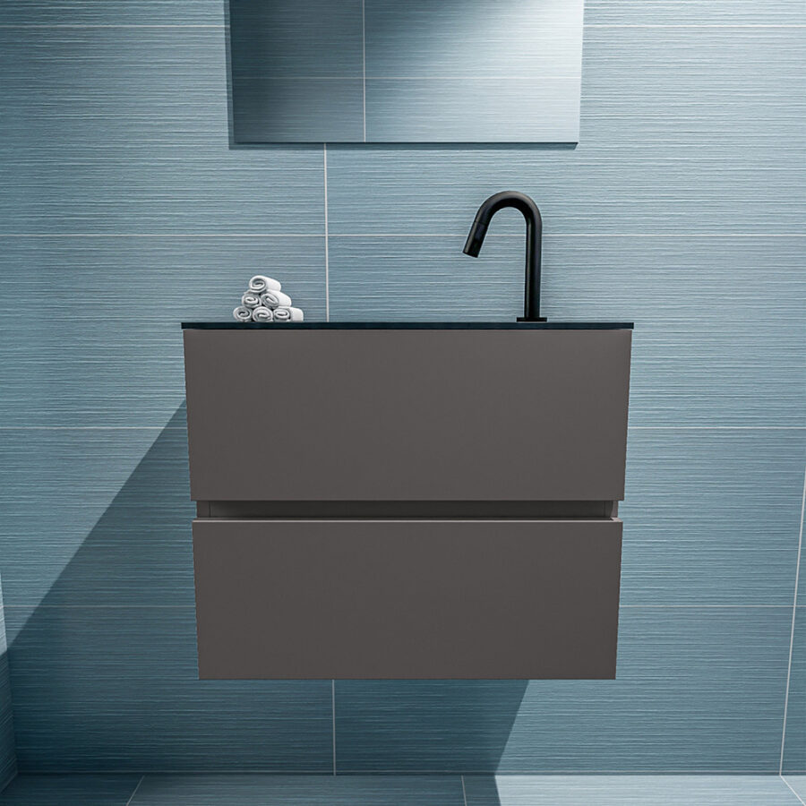 MONDIAZ ADA 60cm toiletmeubel dark grey. LEX wastafel urban positie midden. Met 1 kraangat - Afbeelding 3