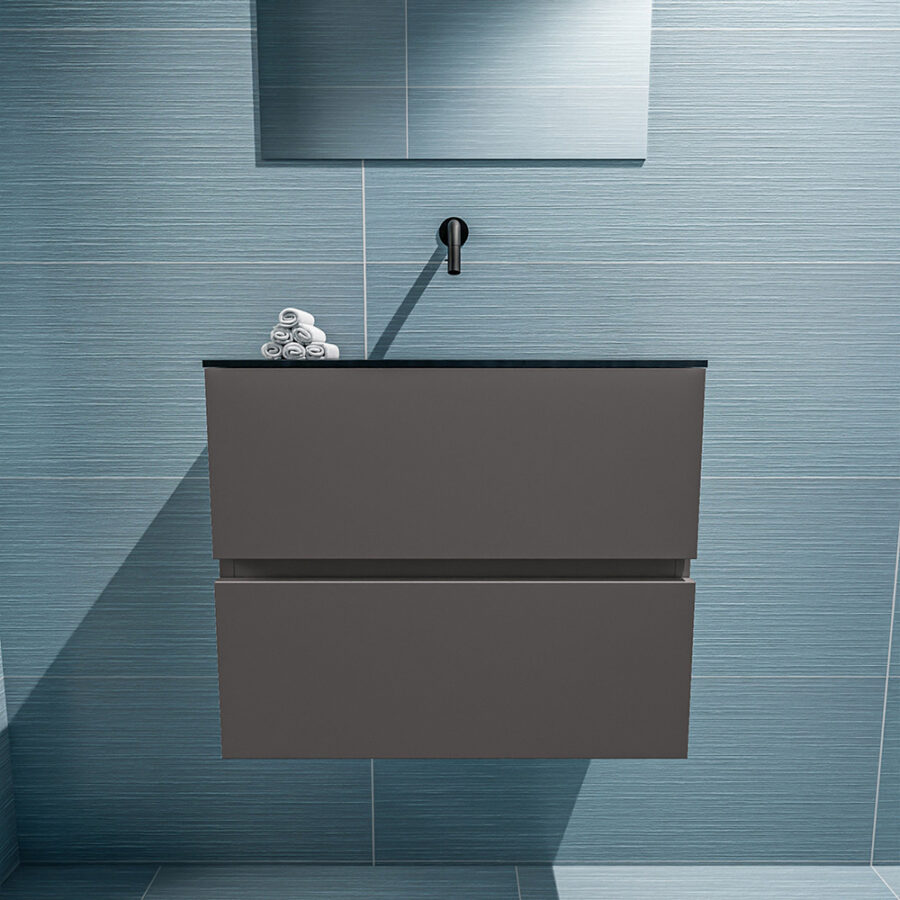 MONDIAZ ADA 60cm toiletmeubel dark grey. LEX wastafel urban positie midden. Zonder kraangat - Afbeelding 3