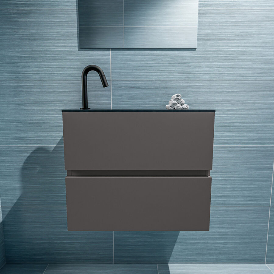 MONDIAZ ADA 60cm toiletmeubel dark grey. LEX wastafel urban positie links. Met 1 kraangat - Afbeelding 3