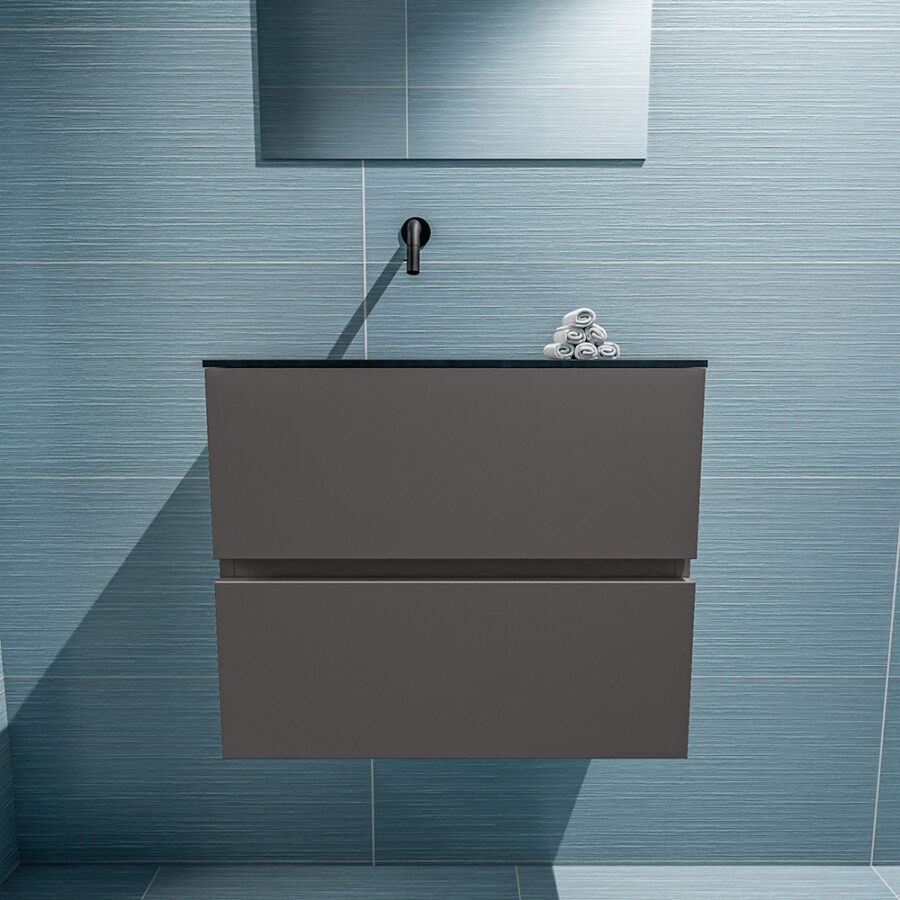 MONDIAZ ADA 60cm toiletmeubel dark grey. LEX wastafel urban positie links. Zonder kraangat - Afbeelding 3