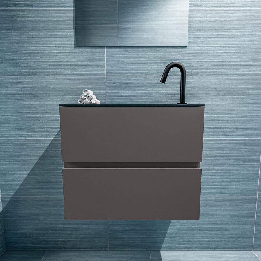 MONDIAZ ADA 60cm toiletmeubel dark grey. LEX wastafel urban positie rechts. Met 1 kraangat - Afbeelding 3