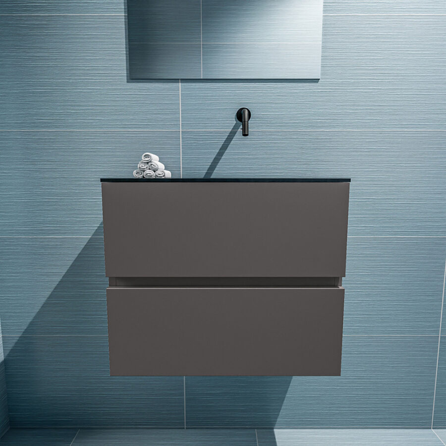 MONDIAZ ADA 60cm toiletmeubel dark grey. LEX wastafel urban positie rechts. Zonder kraangat - Afbeelding 3
