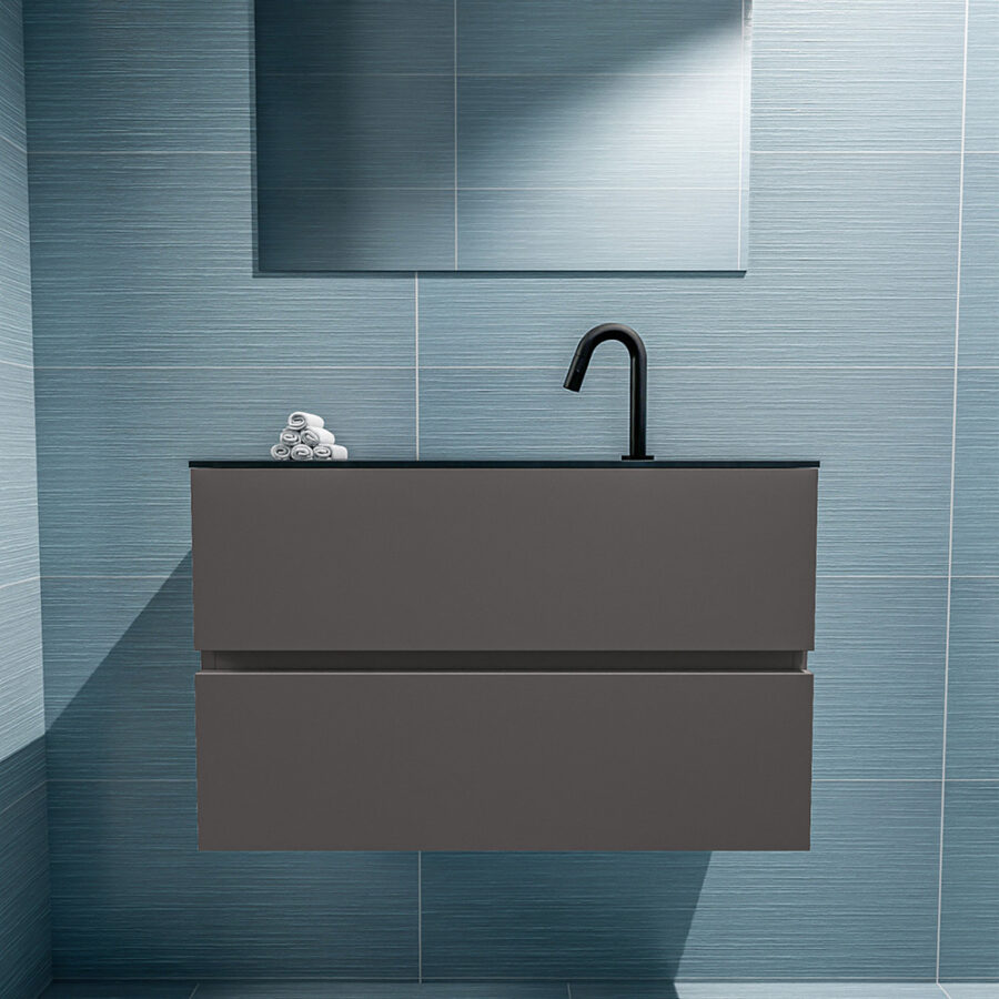 MONDIAZ ADA 80cm toiletmeubel dark grey. LEX wastafel urban positie midden. Met 1 kraangat - Afbeelding 3