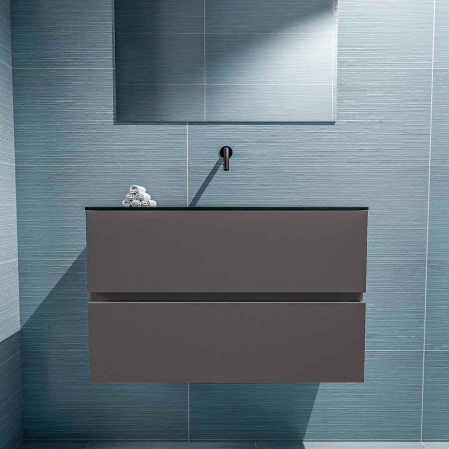 MONDIAZ ADA 80cm toiletmeubel dark grey. LEX wastafel urban positie midden. Zonder kraangat - Afbeelding 3