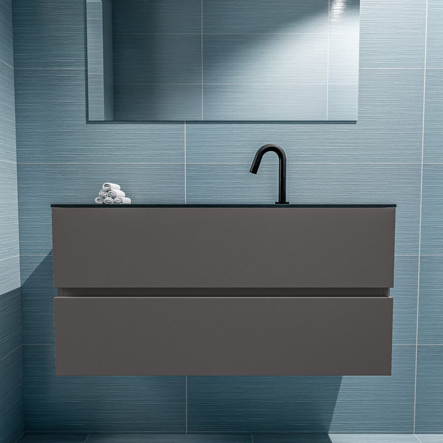 MONDIAZ ADA 100cm toiletmeubel dark grey. LEX wastafel urban positie midden. Met 1 kraangat - Afbeelding 3