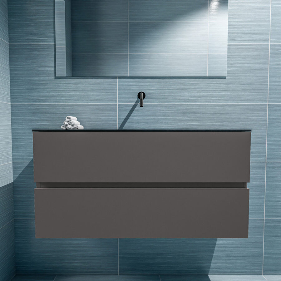 MONDIAZ ADA 100cm toiletmeubel dark grey. LEX wastafel urban positie midden. Zonder kraangat - Afbeelding 3