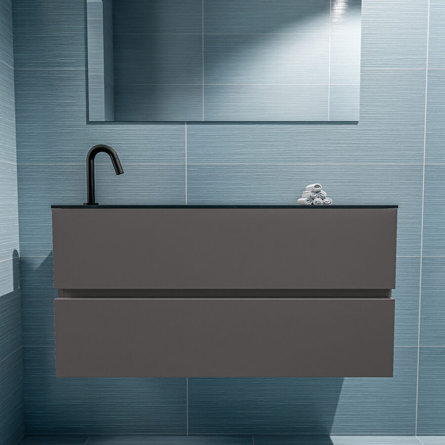 MONDIAZ ADA 100cm toiletmeubel dark grey. LEX wastafel urban positie links. Met 1 kraangat - Afbeelding 3