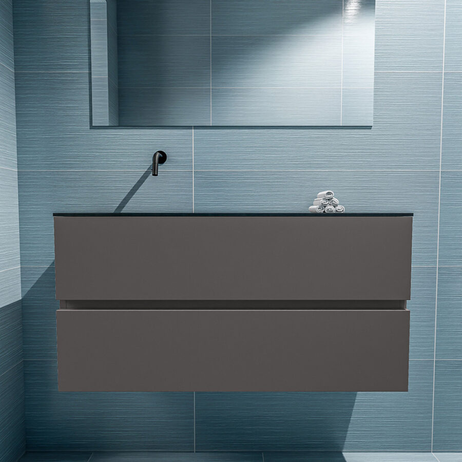 MONDIAZ ADA 100cm toiletmeubel dark grey. LEX wastafel urban positie links. Zonder kraangat - Afbeelding 3