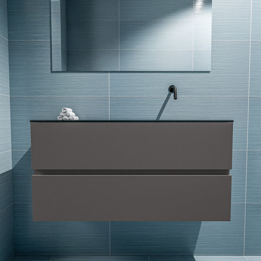 MONDIAZ ADA 100cm toiletmeubel dark grey. LEX wastafel urban positie rechts. Zonder kraangat - Afbeelding 3
