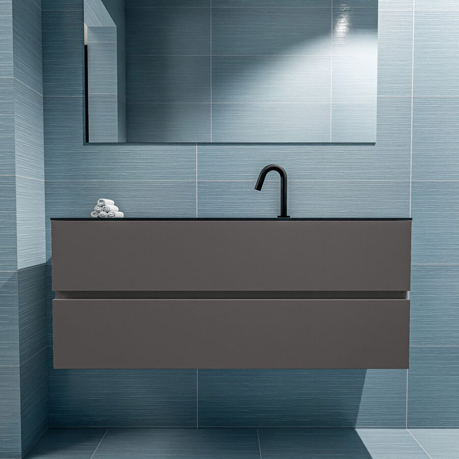 MONDIAZ ADA 120cm toiletmeubel dark grey. LEX wastafel urban positie midden. Met 1 kraangat - Afbeelding 3