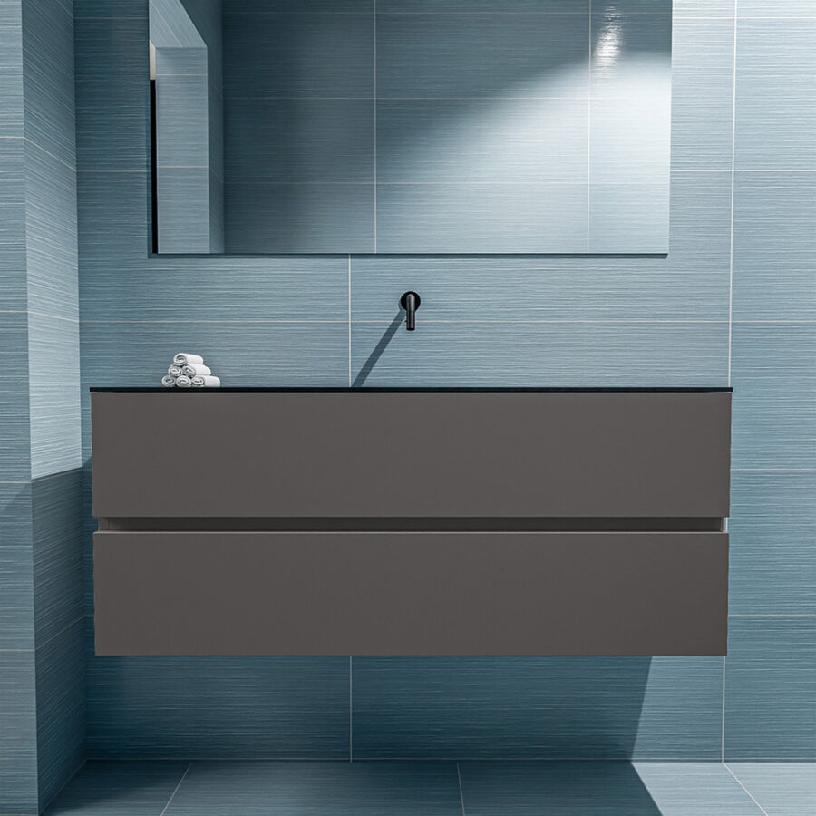 MONDIAZ ADA 120cm toiletmeubel dark grey. LEX wastafel urban positie midden. Zonder kraangat - Afbeelding 3