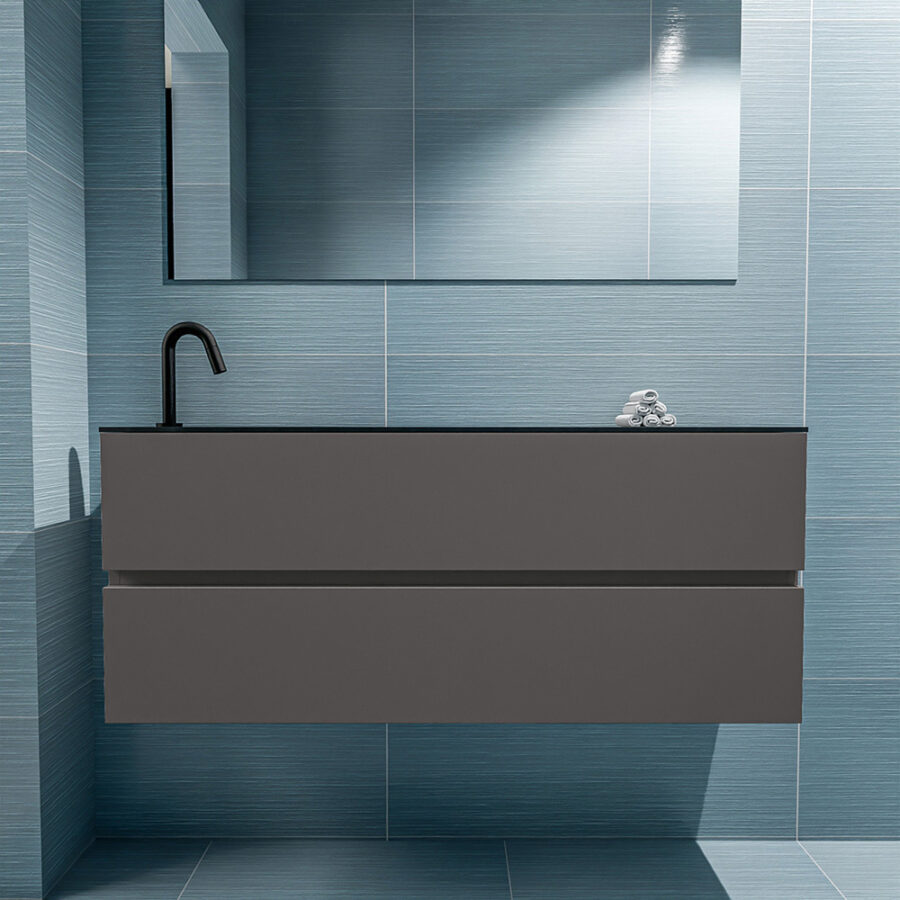 MONDIAZ ADA 120cm toiletmeubel dark grey. LEX wastafel urban positie links. Met 1 kraangat - Afbeelding 3