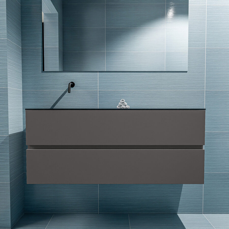 MONDIAZ ADA 120cm toiletmeubel dark grey. LEX wastafel urban positie links. Zonder kraangat - Afbeelding 3