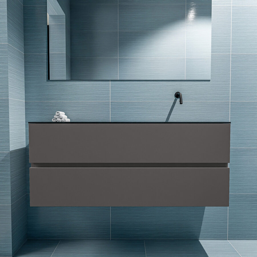 MONDIAZ ADA 120cm toiletmeubel dark grey. LEX wastafel urban positie rechts. Zonder kraangat - Afbeelding 3