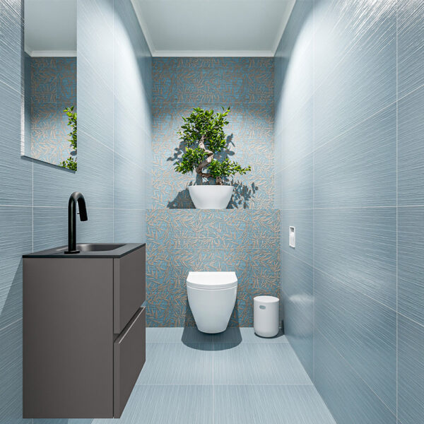 MONDIAZ ADA 40cm toiletmeubel dark grey. LEX wastafel urban positie rechts. Met 1 kraangat