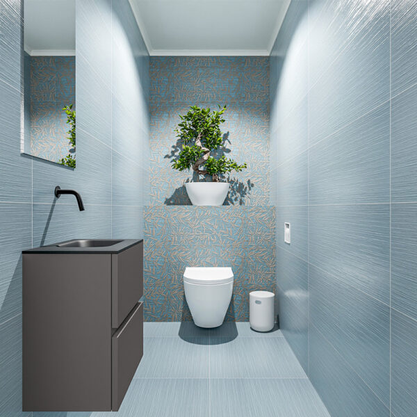MONDIAZ ADA 40cm toiletmeubel dark grey. LEX wastafel urban positie rechts. Zonder kraangat