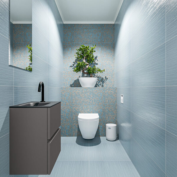 MONDIAZ ADA 40cm toiletmeubel dark grey. LEX wastafel urban positie links. Met 1 kraangat