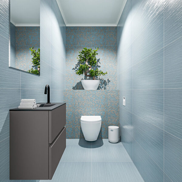 MONDIAZ ADA 60cm toiletmeubel dark grey. LEX wastafel urban positie midden. Met 1 kraangat