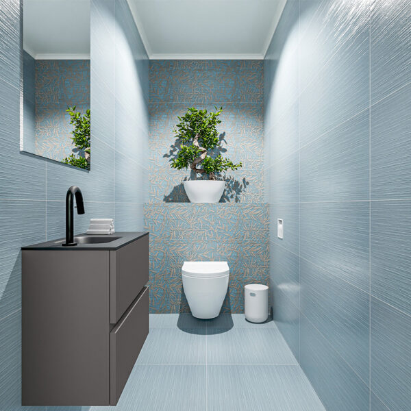 MONDIAZ ADA 60cm toiletmeubel dark grey. LEX wastafel urban positie links. Met 1 kraangat