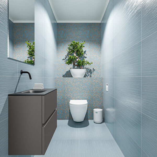 MONDIAZ ADA 60cm toiletmeubel dark grey. LEX wastafel urban positie links. Zonder kraangat