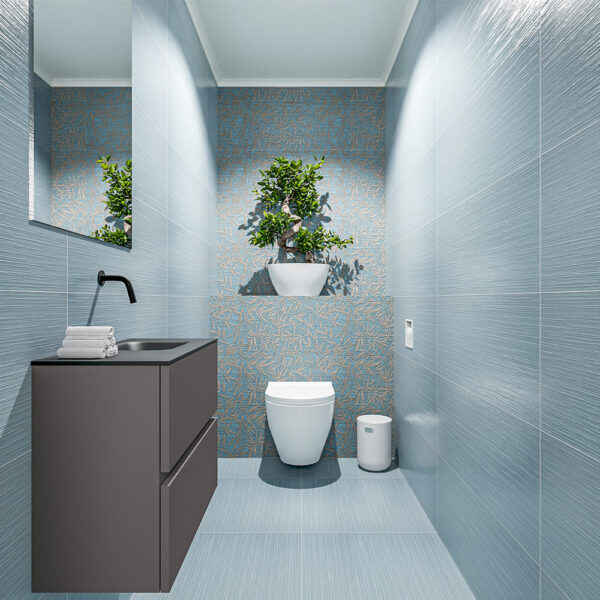 MONDIAZ ADA 60cm toiletmeubel dark grey. LEX wastafel urban positie rechts. Zonder kraangat