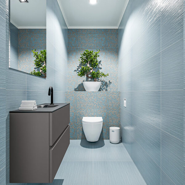 MONDIAZ ADA 80cm toiletmeubel dark grey. LEX wastafel urban positie midden. Met 1 kraangat