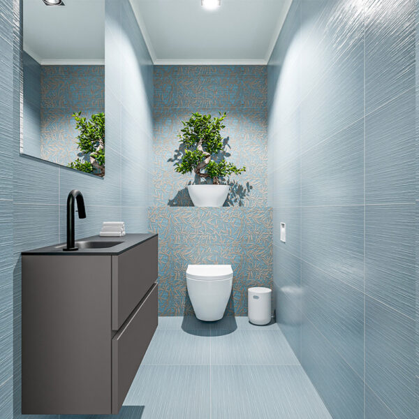 MONDIAZ ADA 80cm toiletmeubel dark grey. LEX wastafel urban positie links. Met 1 kraangat
