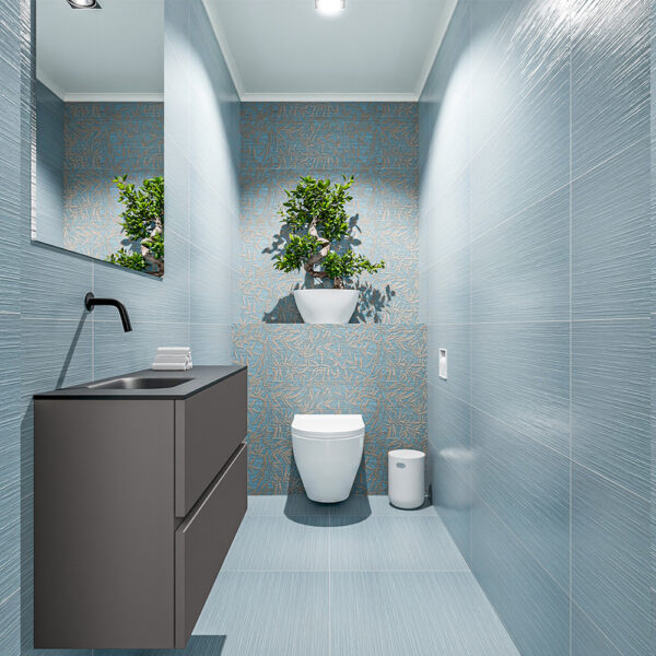 MONDIAZ ADA 80cm toiletmeubel dark grey. LEX wastafel urban positie links. Zonder kraangat