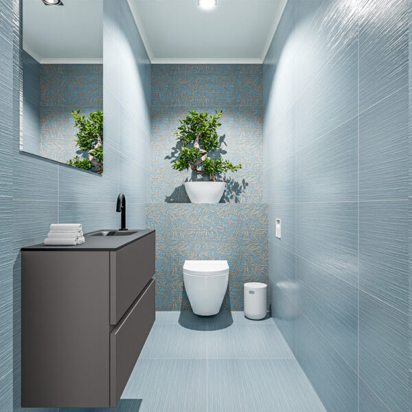 MONDIAZ ADA 80cm toiletmeubel dark grey. LEX wastafel urban positie rechts. Met 1 kraangat
