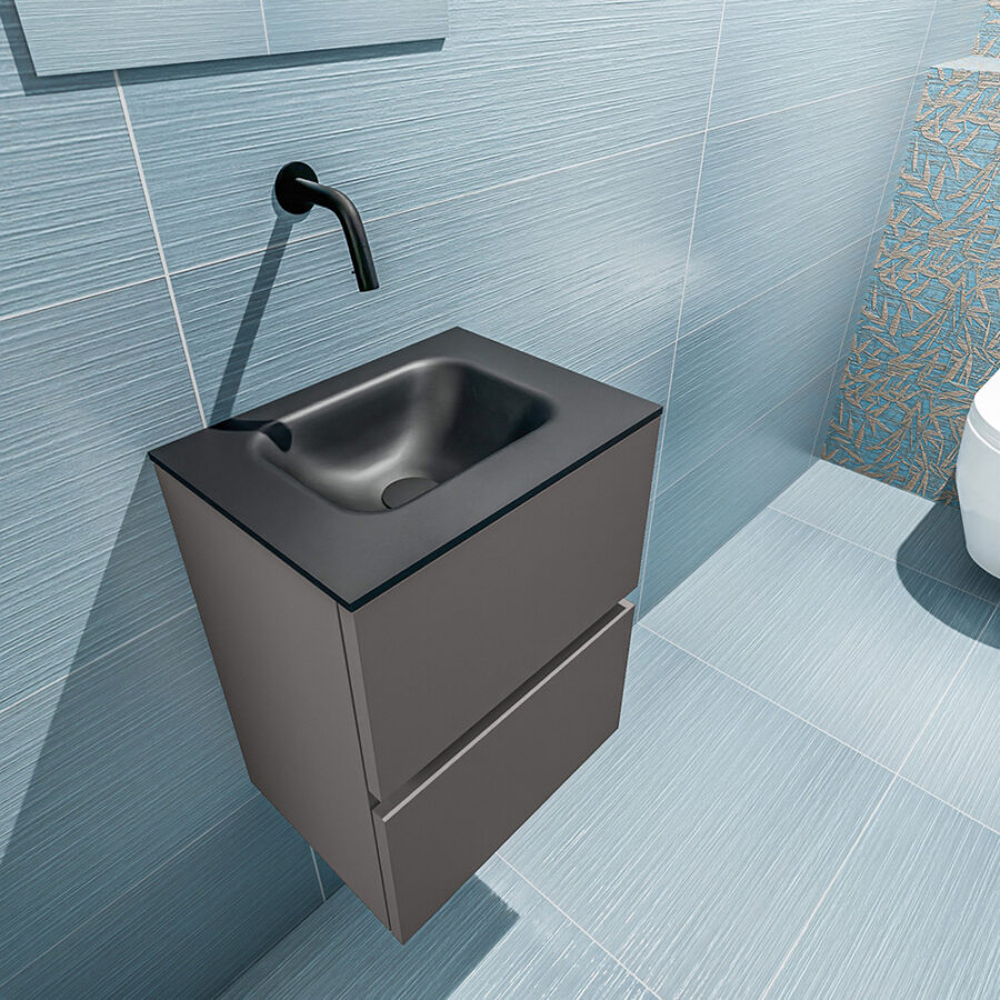 MONDIAZ ADA 40cm toiletmeubel dark grey. LEX wastafel urban positie midden. Zonder kraangat - Afbeelding 2