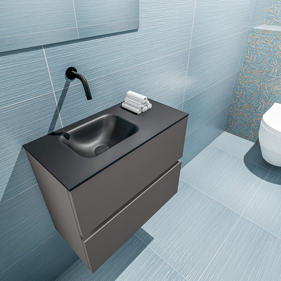 MONDIAZ ADA 60cm toiletmeubel dark grey. LEX wastafel urban positie links. Zonder kraangat - Afbeelding 2