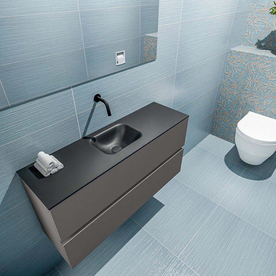 MONDIAZ ADA 100cm toiletmeubel dark grey. LEX wastafel urban positie midden. Zonder kraangat - Afbeelding 2