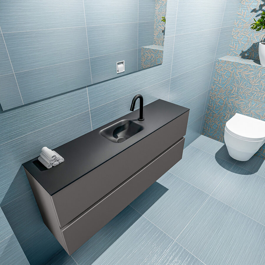 MONDIAZ ADA 120cm toiletmeubel dark grey. LEX wastafel urban positie midden. Met 1 kraangat - Afbeelding 2