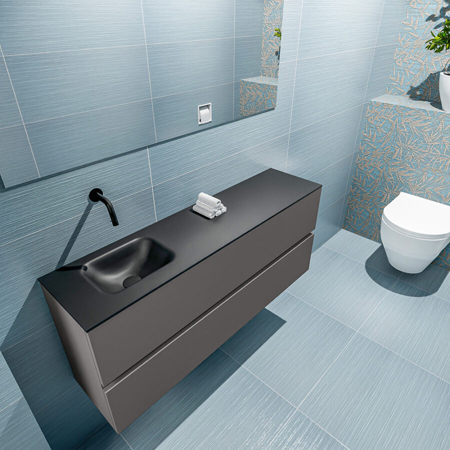 MONDIAZ ADA 120cm toiletmeubel dark grey. LEX wastafel urban positie links. Zonder kraangat - Afbeelding 2