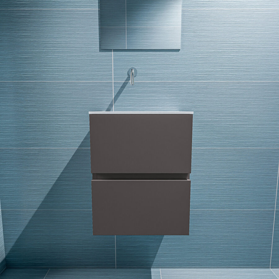 MONDIAZ ADA 40cm toiletmeubel dark grey. LEX wastafel talc positie links. Zonder kraangat - Afbeelding 3