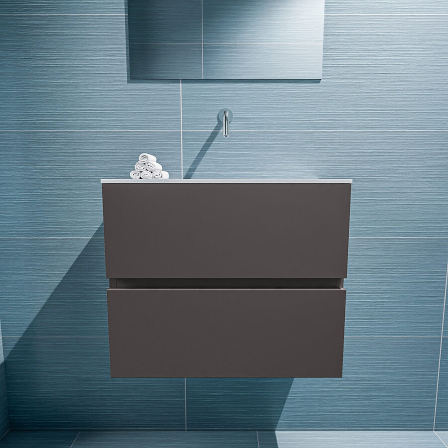 MONDIAZ ADA 60cm toiletmeubel dark grey. LEX wastafel talc positie midden. Zonder kraangat - Afbeelding 3