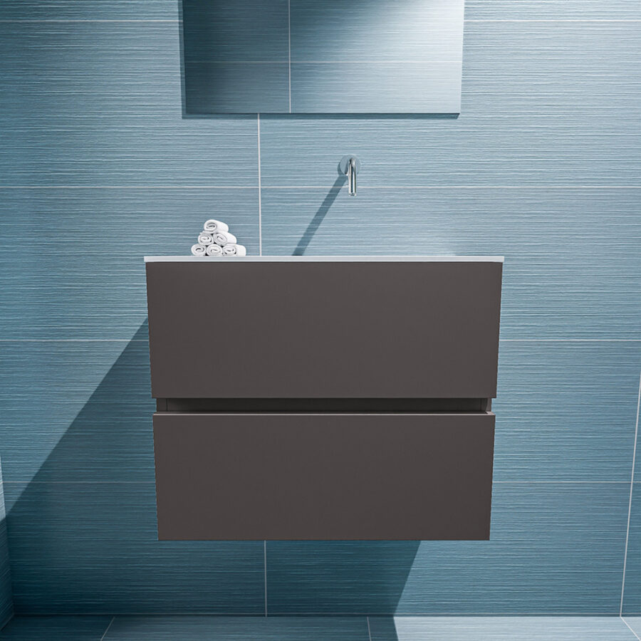MONDIAZ ADA 60cm toiletmeubel dark grey. LEX wastafel talc positie rechts. Zonder kraangat - Afbeelding 3